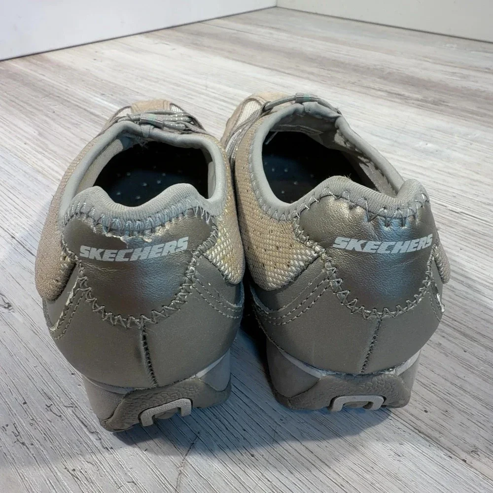 Skechers Womens Bikers Sneakers Size 6 Tan Suede Mesh Comfort Slip-On